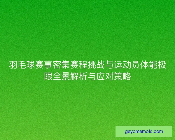 羽毛球赛事密集赛程挑战与运动员体能极限全景解析与应对策略
